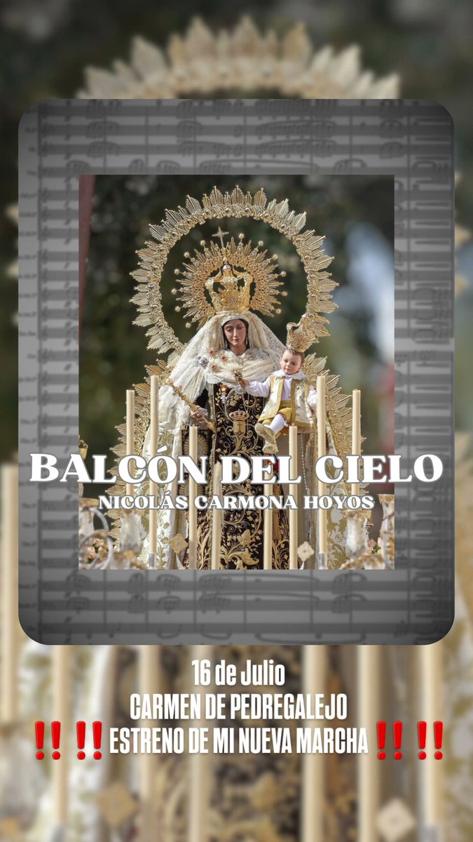 🗓16 DE JULIO
📍CARMEN DE PEDREGALEJO
‼️‼️ESTRENO DE MI NUEVA MARCHA‼️‼️