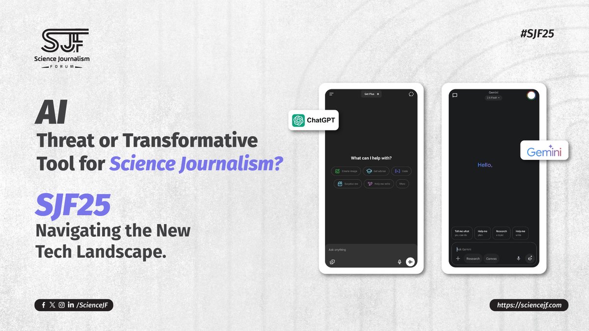ScienceJF's tweet image. 🤖 Can AI craft compelling, ethical science journalism?
At #SJF25, dive into the ethics & innovation of AI and emerging tech. Redefine your storytelling skills for the future. 🌟
🎟️ Join us: sciencejf.com/shop/
#SJF25 #sciencejournalism