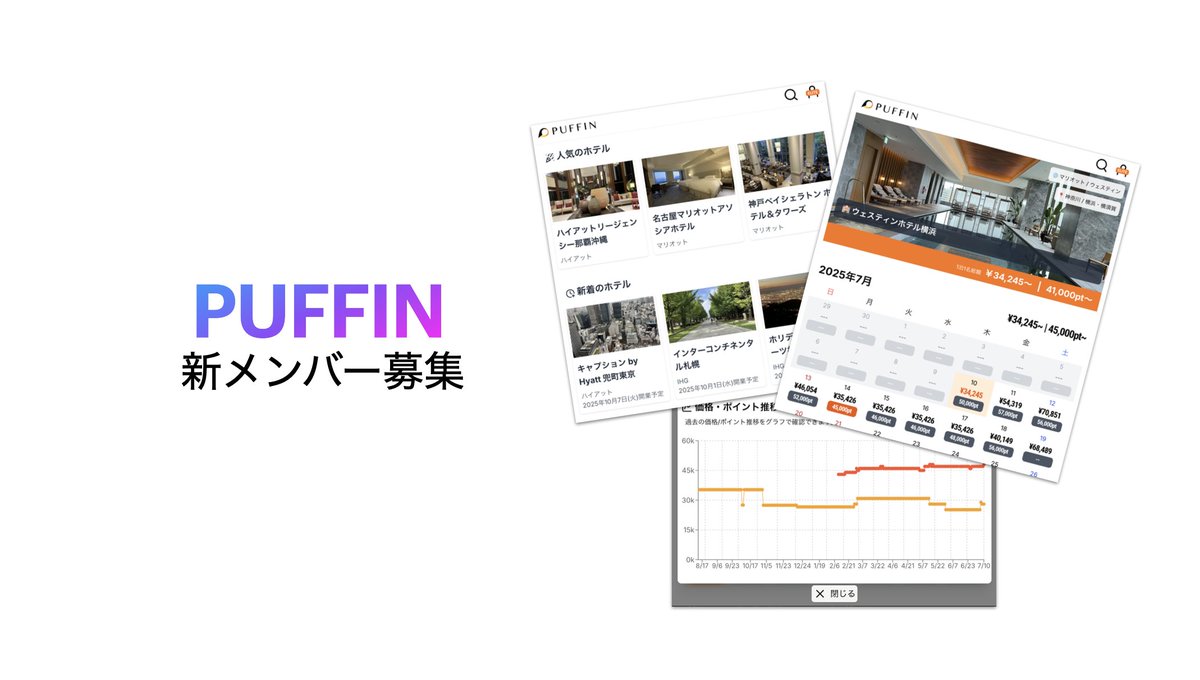 【メンバー募集】一緒にPUFFINを育てませんか？🐧
　
昨年末にリリースした「PUFFIN」ですが、お陰様で200名以上の方にご登録いただき、早いもので半年以上サービスを継続することができています👏