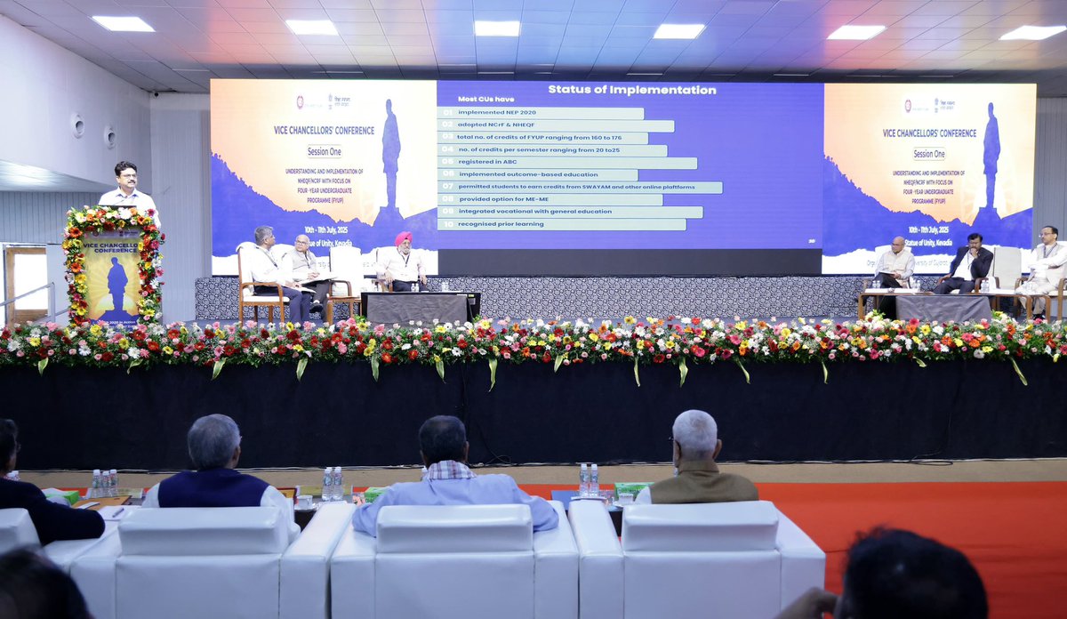 dpradhanbjp's tweet photo. Enriched by the detailed presentations on the thematic sessions on implementation of National Higher Education Qualifications Framework/National Credit Framework, aligning courses with future of jobs, SWAYAM, SWAYAM Plus and AAPAR.
Confident that the thought leadership emerging out of the thematic sessions will pave the way for evolving clear roadmaps for ensuring greater academic mobility within the Indian higher education system, seamless and simplified integration of skills and experience into credits, enhancing learning experiences and transforming our higher education landscape.