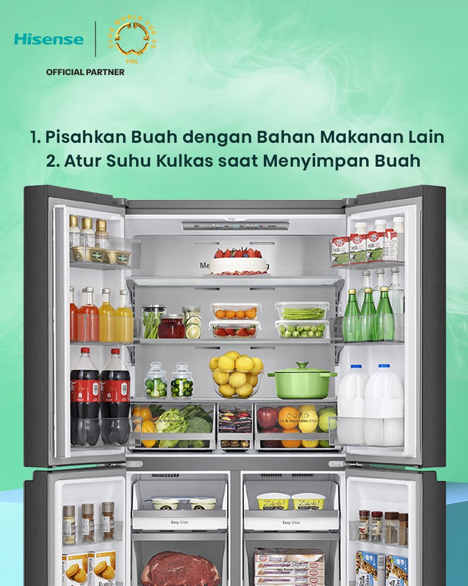 HisenseID's tweet image. 🍎✨ Tips biar buah awet dan tetap fresh?
Jangan cuma asal masukin kulkas ya! 😉
✅ Gunakan Kulkas Hisense RQ788 dengan teknologi Multi Air Flow
✔️ Suhu merata ke seluruh bagian
✔️ Buah &amp;amp; sayur lebih tahan lama
✔️ Kualitas penyimpanan maksimal! 🥦🍓

#HisenseRQ788 #MultiAirFlow