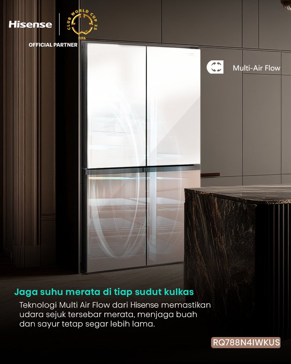 HisenseID's tweet image. 🍎✨ Tips biar buah awet dan tetap fresh?
Jangan cuma asal masukin kulkas ya! 😉
✅ Gunakan Kulkas Hisense RQ788 dengan teknologi Multi Air Flow
✔️ Suhu merata ke seluruh bagian
✔️ Buah &amp;amp; sayur lebih tahan lama
✔️ Kualitas penyimpanan maksimal! 🥦🍓

#HisenseRQ788 #MultiAirFlow