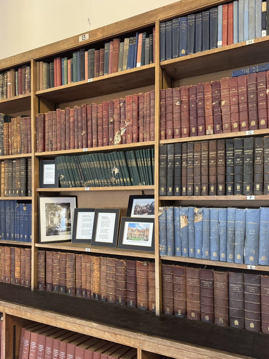 I was in the Cambridge Union the other day and thought I would share this little piece of history. In 1942, the Union was hit by Luftwaffe bombs. These scarred books have preserved the path of the shrapnel.