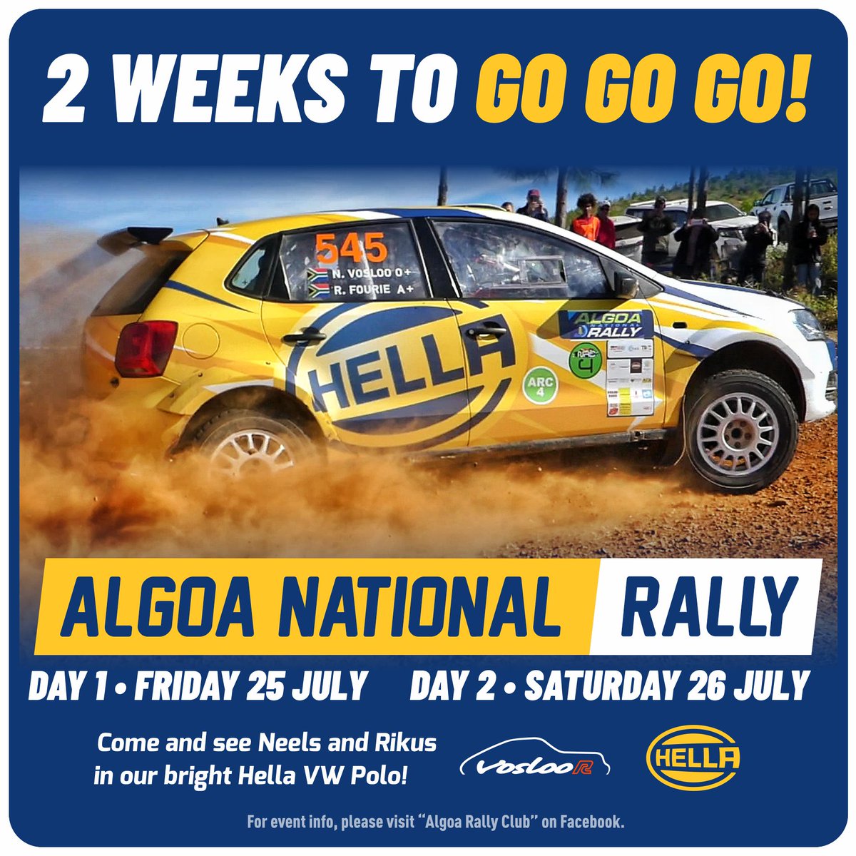 Vosloo_R's tweet photo. A very exciting #AlgoaRally awaits in a couple of weeks! The  #VoslooR #Hella #VWPolo will be joined by a big field of spectacular rally cars. Save the date....

#Hellalights #gordonstyres #intraxsuspension #rallying #MTOLongmoreForest #atsmotorsport #OMP #VolkswagenRacing https://t.co/KTVlMhhYyb