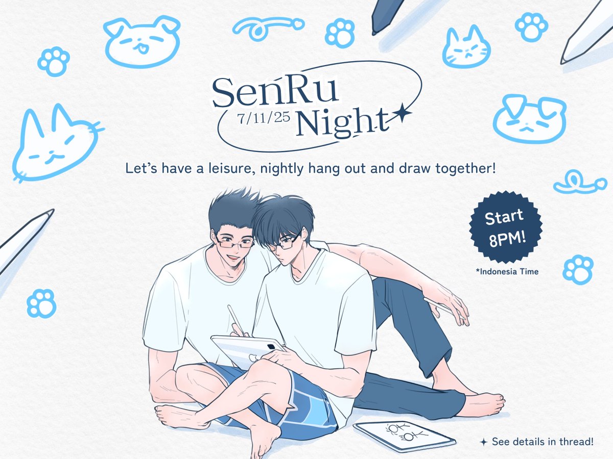 -`♡´- Cordially inviting SenRu girls (and boys!) to a nightly leisure drawing session on Magma to celebrate 7/11! -`♡´-

We will host a Twitter Space as well, so feel free to come and chat~ (or listen to us yap)

Details in reply!　👇🏻

#SenRuDay
＃SenruDay2025
#仙流の日2025