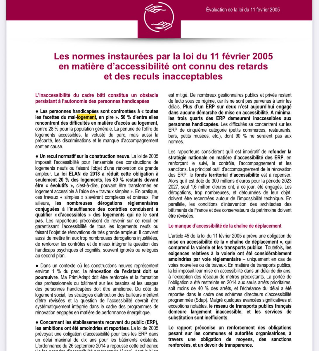 Évaluation #LoiHandicap2005 sur le logement🏠
👍🏻passage au 100%
👎🏻le problème n’est pas l’insuffisance de contrôle mais l’absence d’indépendance et de réalisation in situ.
Ce ne sont pas des «dérogations» mais des fraudes
Nommer les choses est essentiel pour combattre ce système
