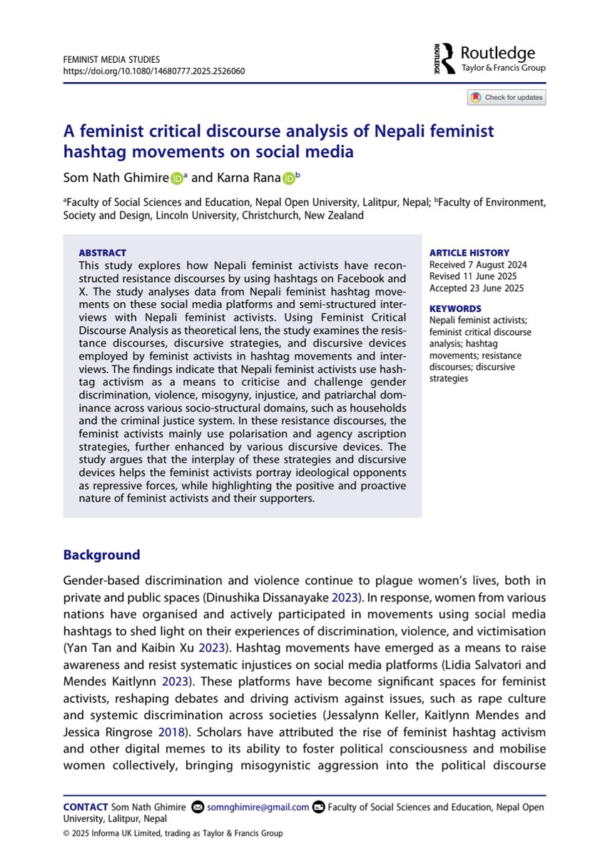 tandfonline.com/doi/full/10.10…
 Pleased to share our groundbreaking work on localised feminist hashtag movements