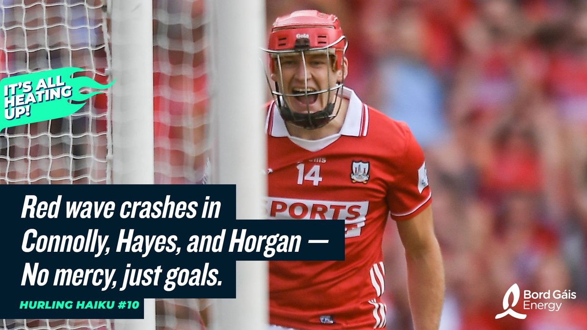 🔴 Cork 7-26
🔵 Dublin 2-21

A full-forward line masterclass.
Connolly hit a hat-trick, Hayes a brace, Horgan clipped over eight.
Dublin had no answer to the Rebel firepower.

📍 All-Ireland SHC Semi-Final

#ItsAllHeatingUp #HurlingHaiku #GAA #CorkGAA #CorkVsDublin #BGEGAA