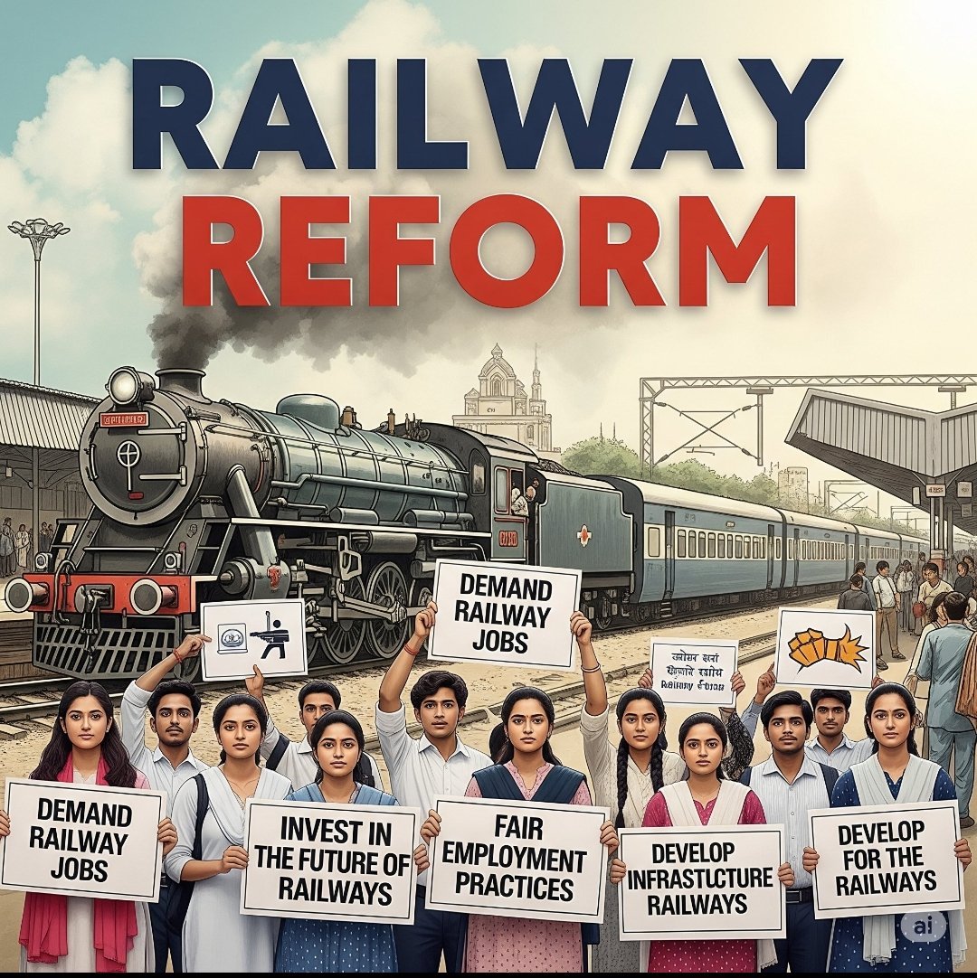 एक सशक्त भारत की नींव तब रखी जाएगी, जब युवाओं को रोजगार मिलेगा।
रेलवे सबसे बड़ा रोजगार देने वाला विभाग है — लेकिन अब चुप है।

✅ भर्ती कैलेंडर दो
✅ नई वैकेंसी दो
✅ पारदर्शिता दो
✅ Exam Centre नजदीक दो
✅ Waiting list जारी करो

#RAILWAY_JAWAB_DO
#Railway_Reform