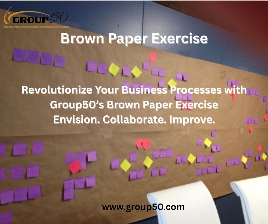 Transform your business processes with Group50’s Brown Paper Exercise! Visualize, collaborate, and optimize inefficiencies for quick, impactful results.

Visit: group50.com/what-is-a-brow…

#brownpaperexercise #group50consulting #ProcessImprovement #BusinessGrowth #ValueStreamMapping
