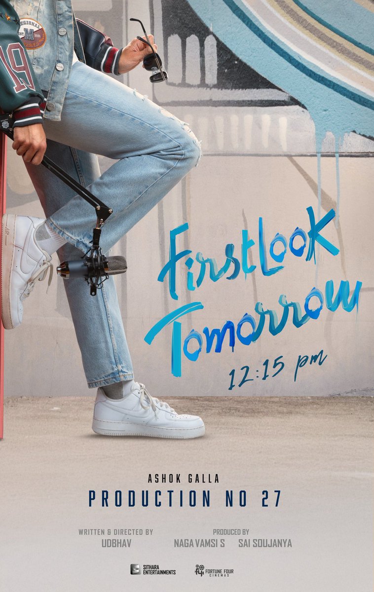 Fortune Four Cinemas (@fortune4cinemas) on Twitter photo The New Age Entertainer arrives with full on vibes 💥💥
<a href="/AshokGalla_/">Ashok Galla</a> and <a href="/SitharaEnts/">Sithara Entertainments</a>’ Production No.27 gets ready for takeoff 😎
First Look out tomorrow at 12:15pm ❤️
<a href="/srigouripriya/">Sri Gouri Priya</a> <a href="/ActorRahulVijay/">Rahul Vijay</a> <a href="/ShivathmikaR/">Shivathmika Rajashekar</a> <a href="/itsudbhav/">Udbhav Raghu</a> <a href="/vamsi84/">Naga Vamsi</a> #SaiSoujanya <a href="/Fortune4Cinemas/">Fortune Four Cinemas</a> The New Age Entertainer arrives with full on vibes 💥💥
<a href="/AshokGalla_/">Ashok Galla</a> and <a href="/SitharaEnts/">Sithara Entertainments</a>’ Production No.27 gets ready for takeoff 😎
First Look out tomorrow at 12:15pm ❤️
<a href="/srigouripriya/">Sri Gouri Priya</a> <a href="/ActorRahulVijay/">Rahul Vijay</a> <a href="/ShivathmikaR/">Shivathmika Rajashekar</a> <a href="/itsudbhav/">Udbhav Raghu</a> <a href="/vamsi84/">Naga Vamsi</a> #SaiSoujanya <a href="/Fortune4Cinemas/">Fortune Four Cinemas</a>