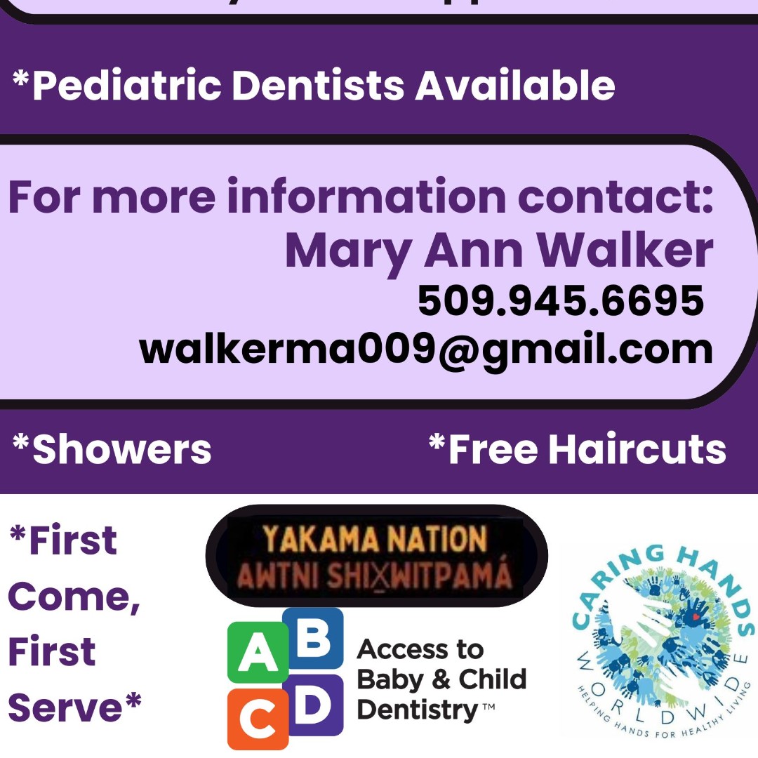 Yakama Nation is hosting a FREE walk-in dental clinic July 11–13, 9AM–4PM in Toppenish!
✅ Fillings, cleanings, extractions
👶 Pediatric care
💇 Free haircuts
🩺 BP &amp; A1C checks
🚿 Showers on-site
📍600 N. Meyers Rd.