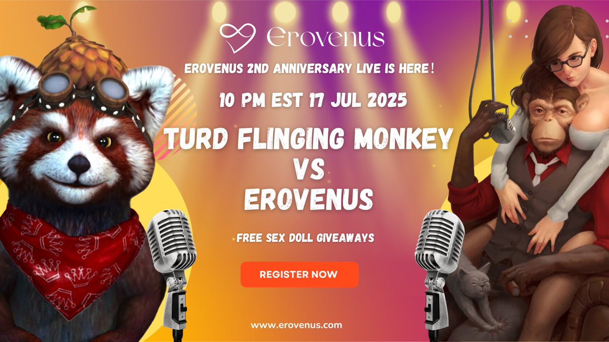 🎉 Erovenus 2nd Anniversary Live is here! 🎉
🎁 Join us for your chance to WIN：Jenny lifesize doll ($799), Max Series head &amp; more! 
🗓 When? July 17, 10 PM ET – Set your alarms! 
👉 Don’t miss out! Register &amp; ask us anything:
us06web.zoom.us/webinar/regist…
💬 Ready to get real? Your