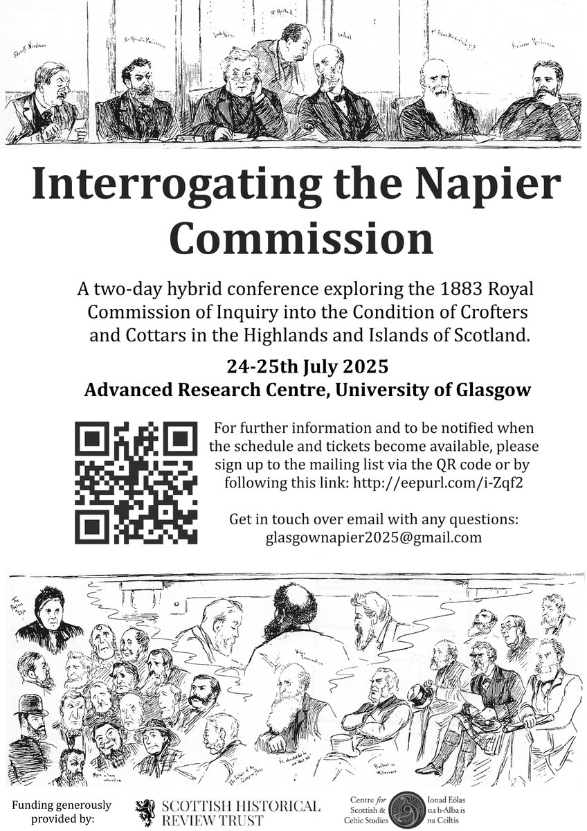 HLHArchives's tweet image. Archivist Catherine joins a fantastic line-up at Glasgow Uni for ‘Interrogating the Napier Commission’ — a 2-day conference on the 1883 Royal Commission into Crofters & Cottars. Join in person or online via Eventbrite! #History #GlasgowUni
eventbrite.com/cc/interrogati…