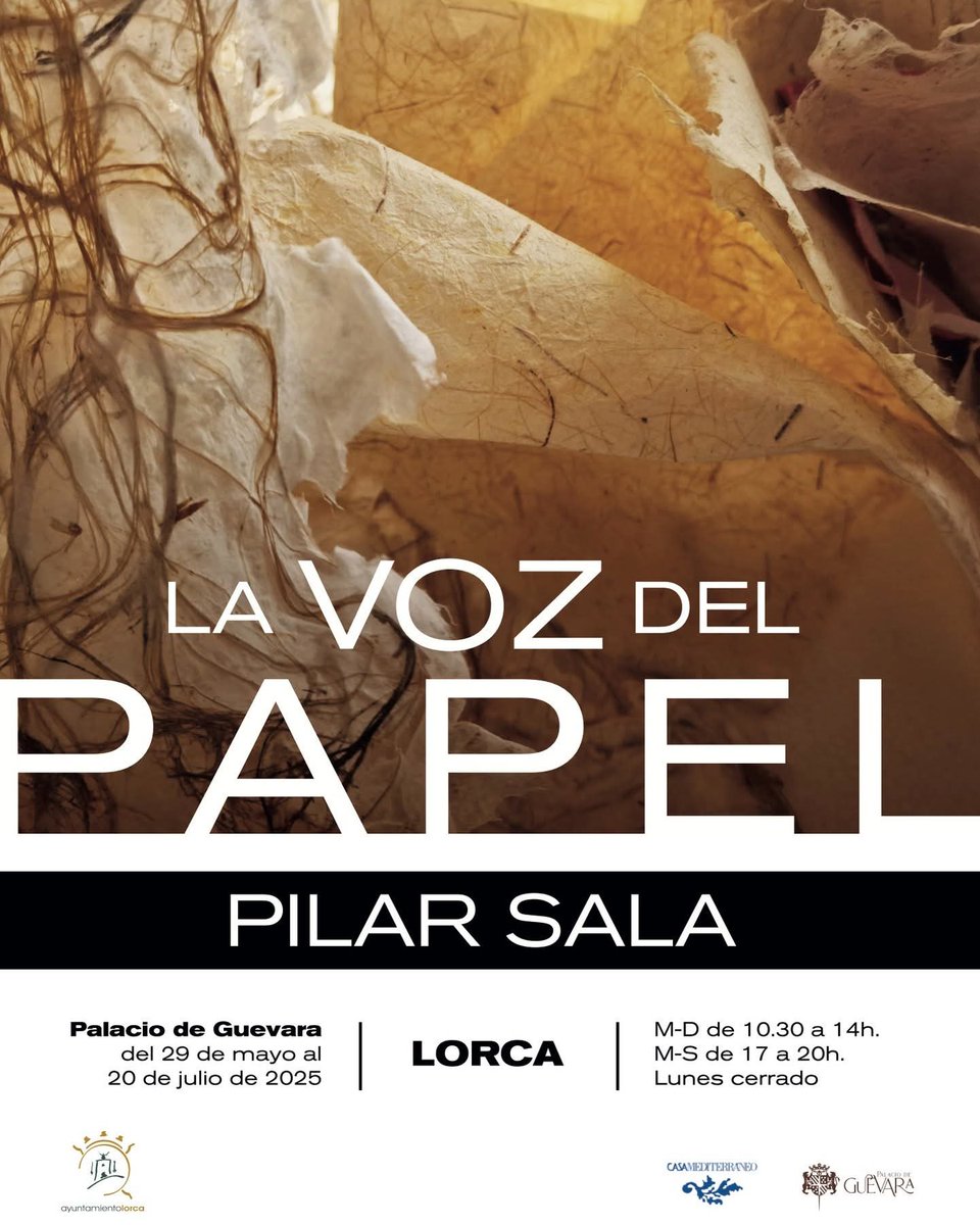 Últimos días para admirar en la 📍Sala del Barroco del Palacio de Guevara la exposición ''La voz de papel'' de la artista lorquina Pilar Sala

No te pierdas esta serie de piezas que rinden homenaje a la naturaleza desde un enfoque poético y sensorial

#Exposicion #Lorca
