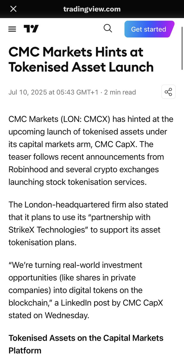 Danbryannnn's tweet image. No need for hints. This is happening right in front of us. CMC markets 🤝 Strike x
About to change the game! #tokenisation $strx #cmcmarkets