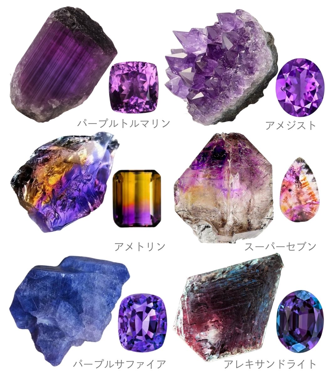 suigemstone's tweet image. ピンクとパープルという夢かわな宝石と原石の組み合わせ。原石までもピンク&パープルは生まれた時から可愛い運命の石たちだと思う。ピンクだとサファイアとモルガナイトが大好き。氷にお花を閉じ込めたようなスーパーセブンは神秘的⟡.*¨̮⃝🩷💜
