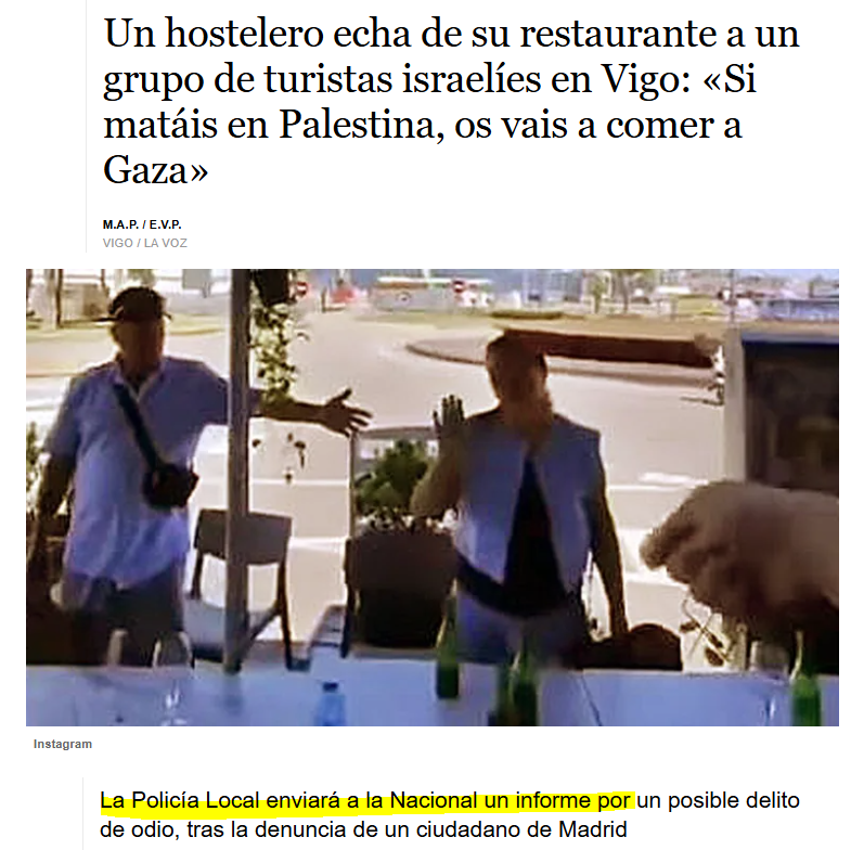 ACOM_es's tweet photo. Samir Slim, el hostelero libanés afincado en Vigo que expulsa a los judíos de su local, denunciadito. https://t.co/0vvroCs6kB