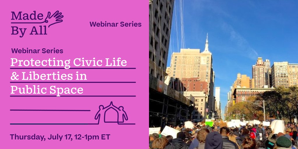 PPS_Placemaking's tweet image. ๐ข Last call! With the increase in protests in squares, parks, and streets, are you wondering how your public space plays a role? Join us LIVE for "Protecting Civic Life & Liberties in Public Space" next Thursday, 7/17 at 12pm ET. Registration ends 7/16: pps.org/events/made-byโฆ