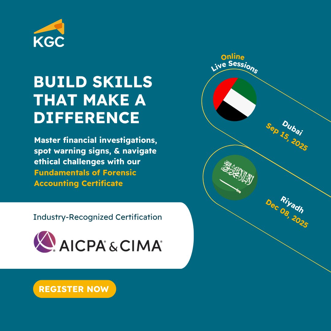 KGCworldwide's tweet image. Uncover the truth behind the numbers.
Master the skills to detect fraud, spot financial red flags, and lead investigations with confidence and integrity.

Register now — kgc.com/en/about/our-p…

#KnowledgeGroup #ForensicAccounting #FraudDetection #FinancialInvestigations