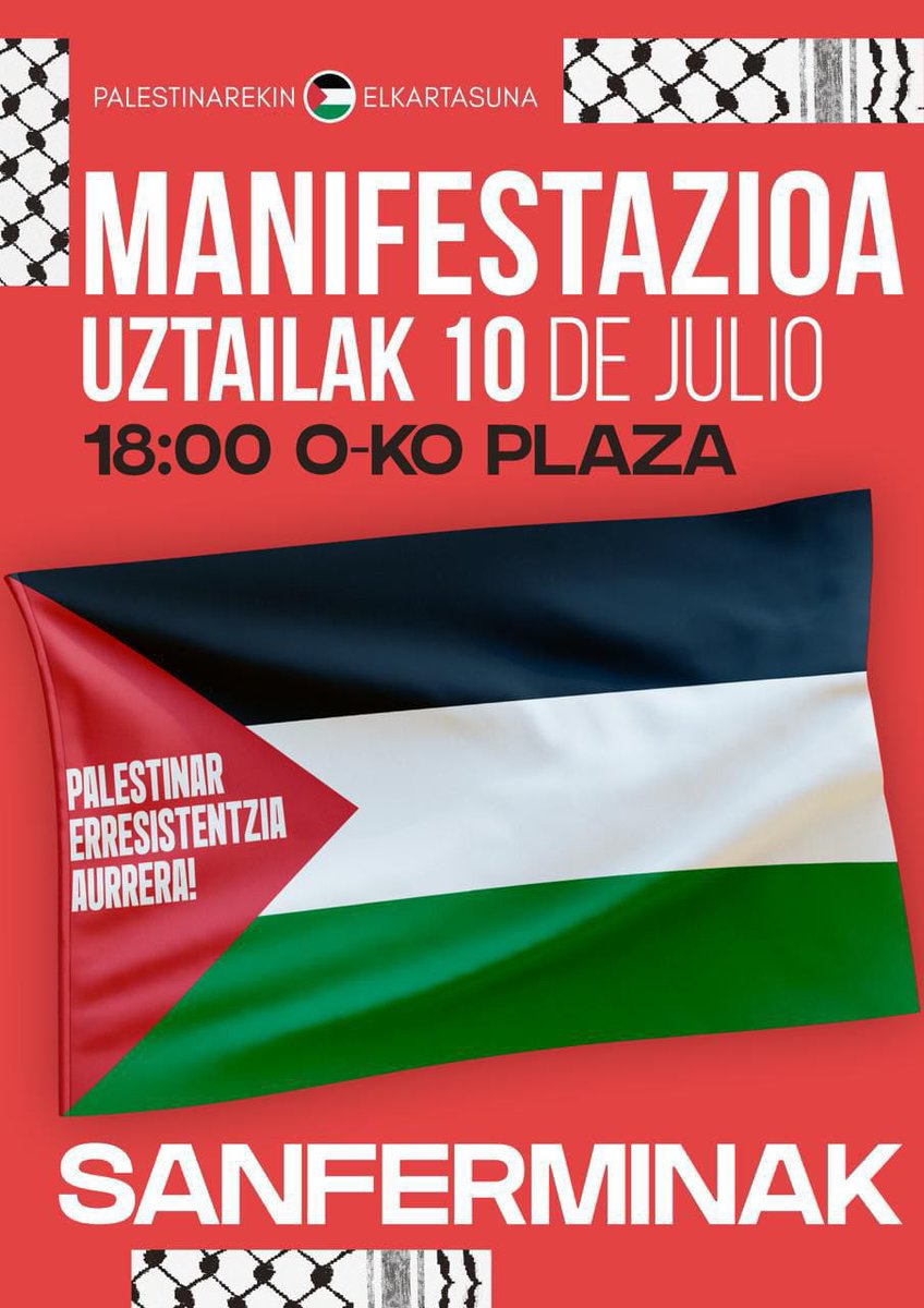 🇵🇸 Gaurko Palestinaren aldeko mobilizazioak iraun bitartean taberna itxiko dugu.

📍18.00etan O plazan.

PALESTINAR ERRESISTENTZIA AURRERA!