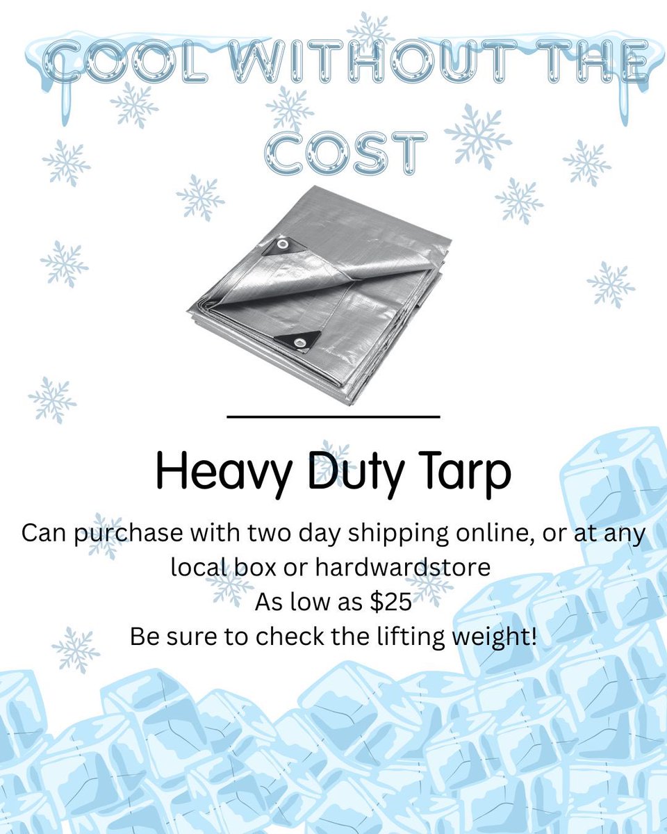 Another affordable cooling option! A heavy duty tarp is an easy solution for the TACO method of cooling 🌮