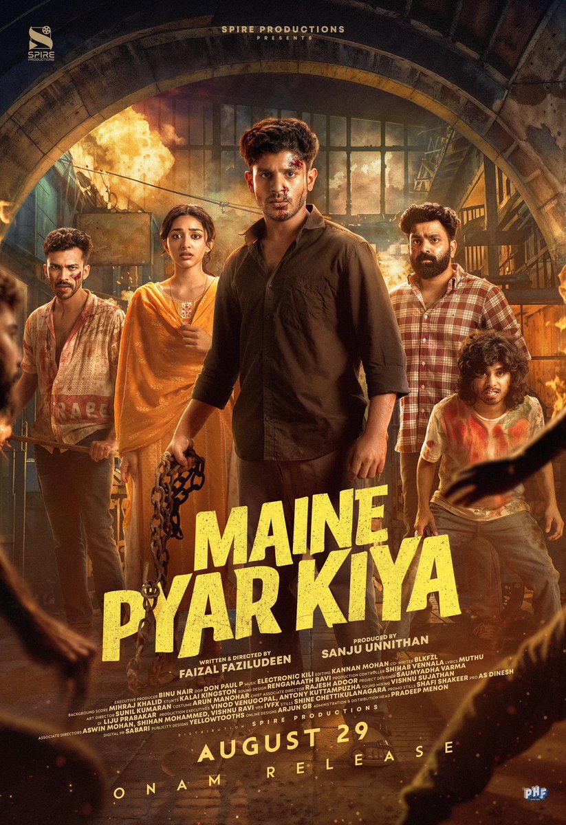 OFFICIAL : #MainePyarKiya Worldwide Release On August 29 (Onam Release)

Written &amp; Direction : Faizal Faziludeen
Music : Electronic Kili
Starring : Hridhu Haroon &amp; Preity Mukundan