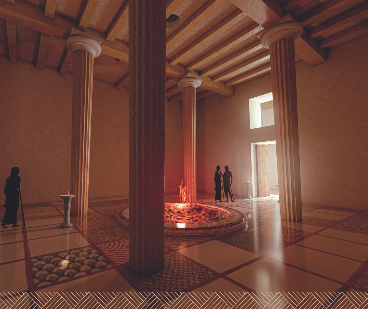 costanavarino's tweet image. The Griffin Warrior leads us from the Palace of Nestor to the @GettyMuseum . Discover more in our latest #CostaNavarinoStories: costanavarino.com/stories/the-ki…
Photo: Digital reconstruction of the Throne Room, Palace of Nestor. ©️ Shannon LaFayette Hogue and Dorian Sanders