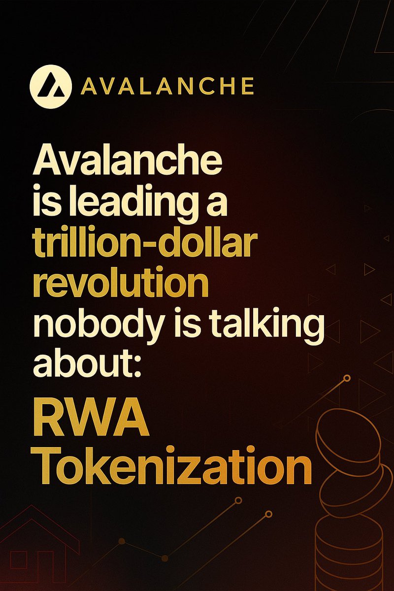 WHAT HAVE YOU HEARD ABOUT RWA?
$AVAX IS TAKING THE FRONT SEAT AND HERE’S HOW!

Real estate 🏠 🔺
Government land records 📜🔺
Global property investing 🌍🔺

Here’s how Avalanche is turning real-world assets into on-chain assets — LIVE 👇
