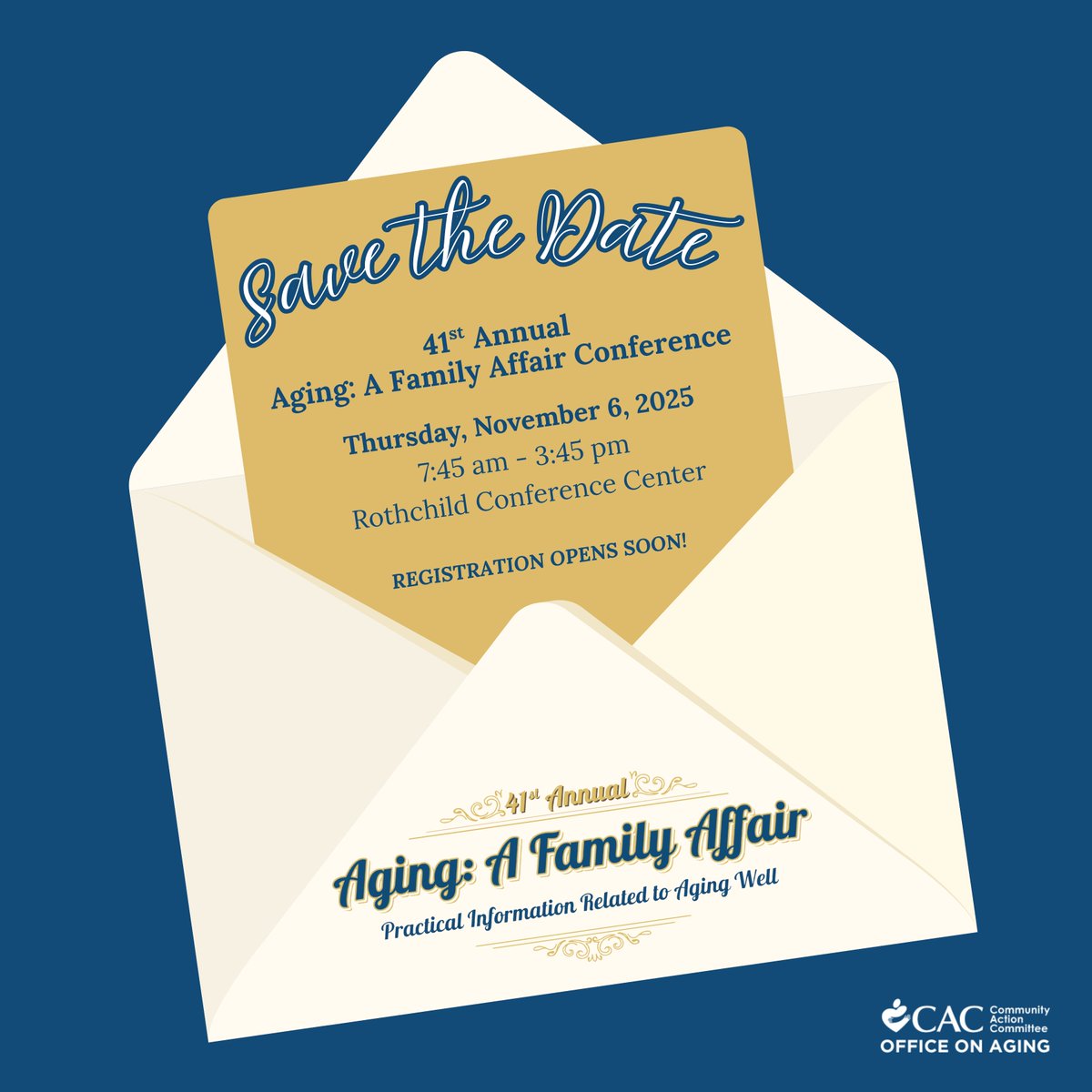 Save the Date for our 41st Annual Aging: A Family Affair Conference on November 6th! Registration for individuals, sponsors, and vendors will be open soon. ✨ #Knoxville #Conference #OlderAdults