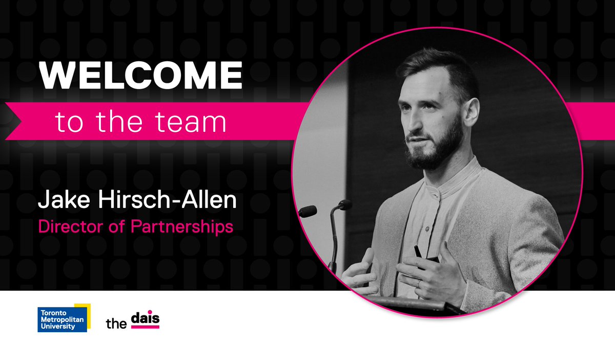 daisTMU's tweet image. We’re excited to welcome our new Director of Partnerships, @jakehirschallen!
With a track record of building public-private partnerships in tech and workforce development, Jake brings deep expertise to the Dais.
Want to work with us? Get in touch: jake.ha@torontomu.ca