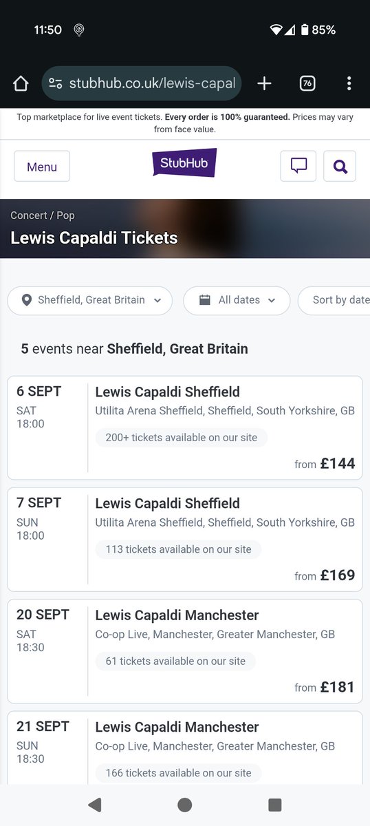 MottyJm's tweet photo. @LewisCapaldi But then weve got sites and places profiteering who take them from fans who could have gone. Still happens too much sadly. So it's not sold out it's in a state of resale. Meh. https://t.co/h6A7ae4luo