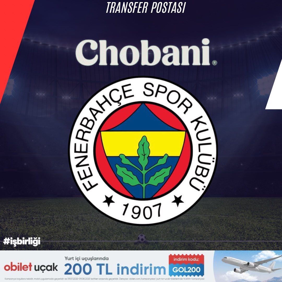 TransferPostasi's tweet photo. 🟡🔵 Fenerbahçe, stadyum isim sponsorluğu ve Avrupa forma göğüs sponsorluğu için Chobani ile anlaşıldığını KAP’a bildirdi.

📱 Yaş: 20
🇺🇸 Uyruk: Amerika 
🍦 Sektör: Yoğurt 
♒️ Burç: Kova https://t.co/4ceEv5LMKR
