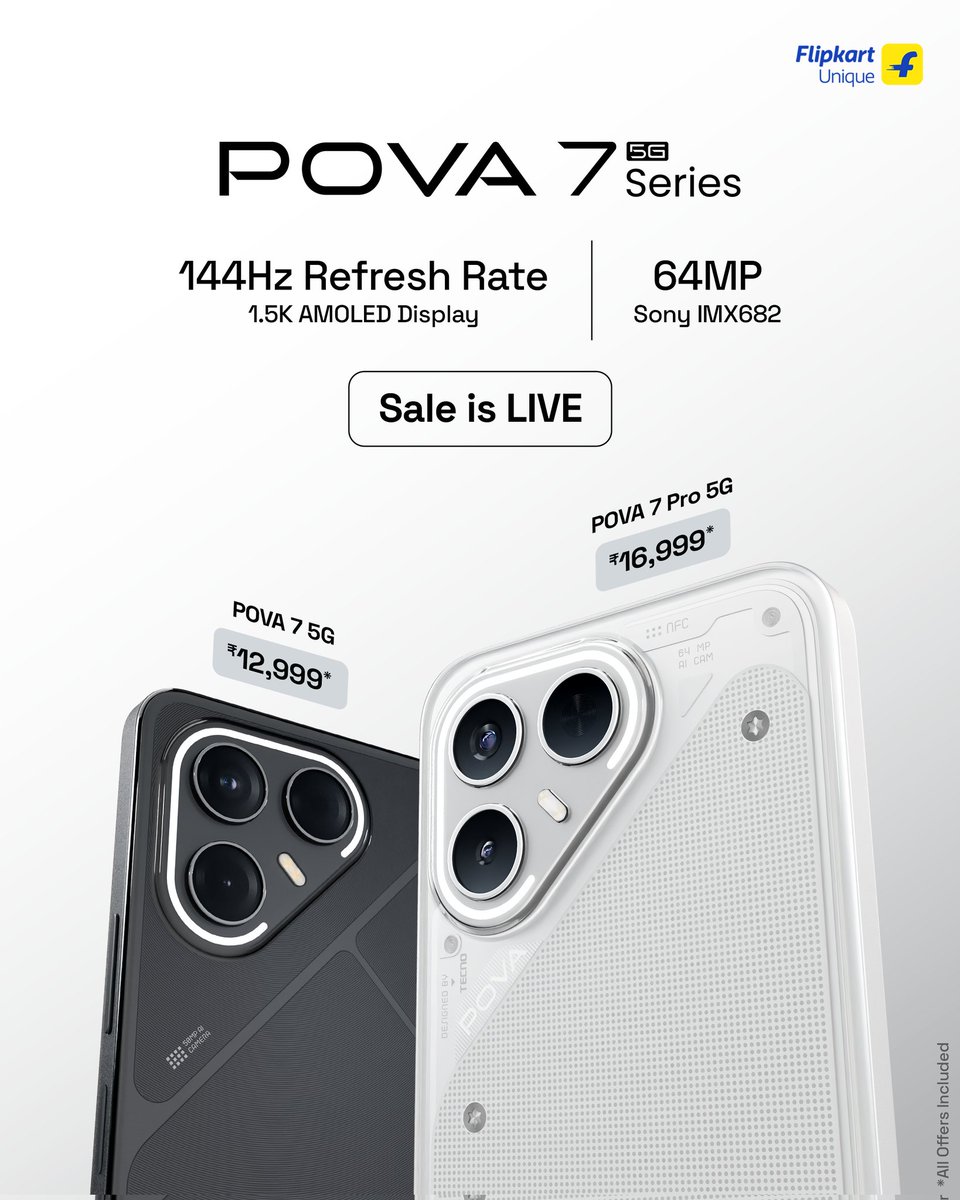 amdebasist's tweet photo. POVA 7 series sale is live from today on flipkart
#POVA7series #BetterFasterStronger https://t.co/bmulxhv7r5