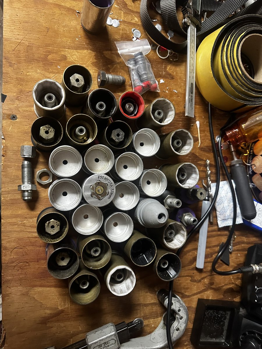 Copper_Shop_419's tweet image. At what point Is it a problem and not a hobby? Because I continue to find ammo cans of loaded launcher rounds I don’t recall making 😅 this is just the to be reloaded pile
I’m thinking a garage sale in the near future if you need some launcher gear hmu