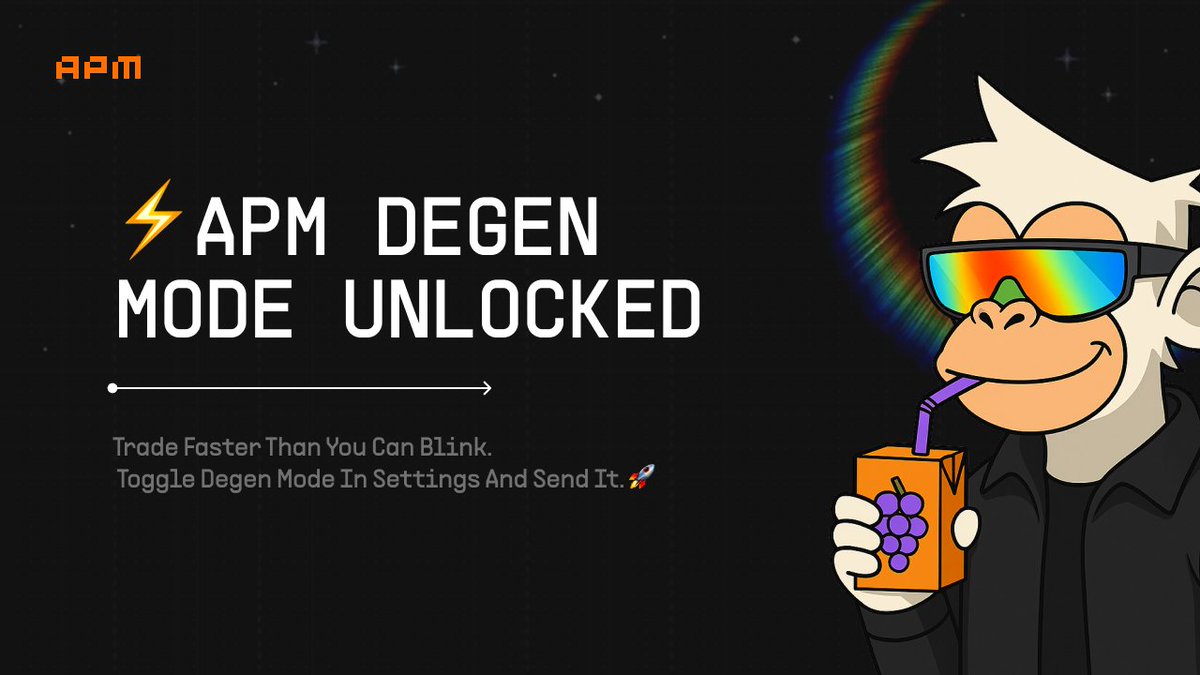 ⚡️ APM just got degen

Flip on Degen Mode and let the bot do the clicking for you:
• Paste any contract — auto-buys your preset amount, zero extra taps
• Works in single- or multi-wallet mode
• Same-block speed, no hesitation

Set it. Send it. Simple.
👉 Try it now at: