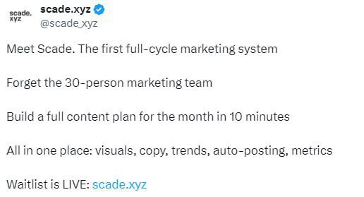 ✅ Scade Waitlist is Now LIVE!

🚀 Be early and secure your spot in the next big thing!

👉 Join Now: community.scade.xyz/?ref=RsoLc9S

📝 Steps:
🔹 Connect your Twitter
🔹 Follow &amp; Like the official page
✅ Done!
#scade #Waitlist #Web3 #Earlyaccess #CryptoRewards