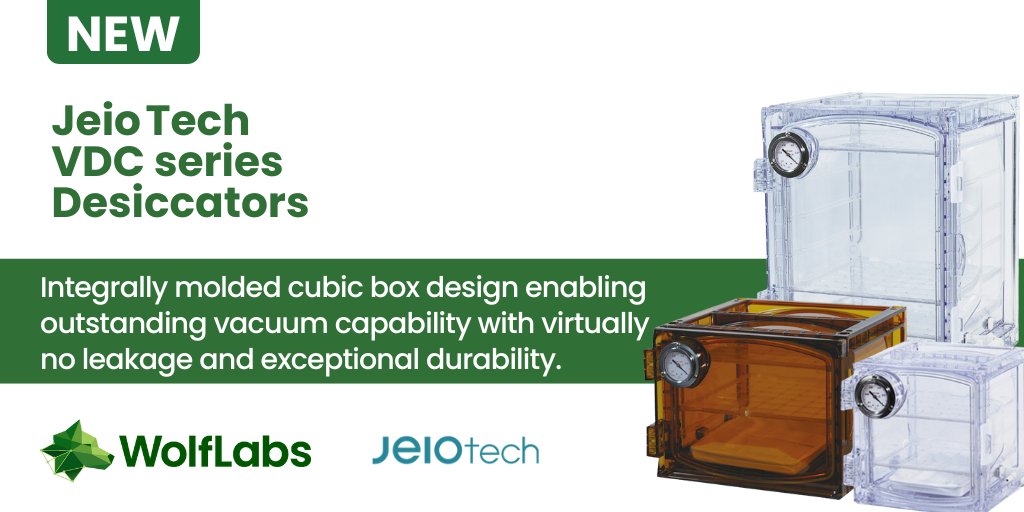 wolflabsuk's tweet image. 🧪✨Now available at WolfLabs!
The JeioTech VDC Series Vacuum Desiccators are here — perfect for moisture-sensitive sample storage
✔️Long-lasting vacuum retention
✔️Stackable & space-saving
✔️UV protection (U models)
Learn more: wolflabs.co.uk/laboratory-equ…
#VacuumDesiccator #JeioTech