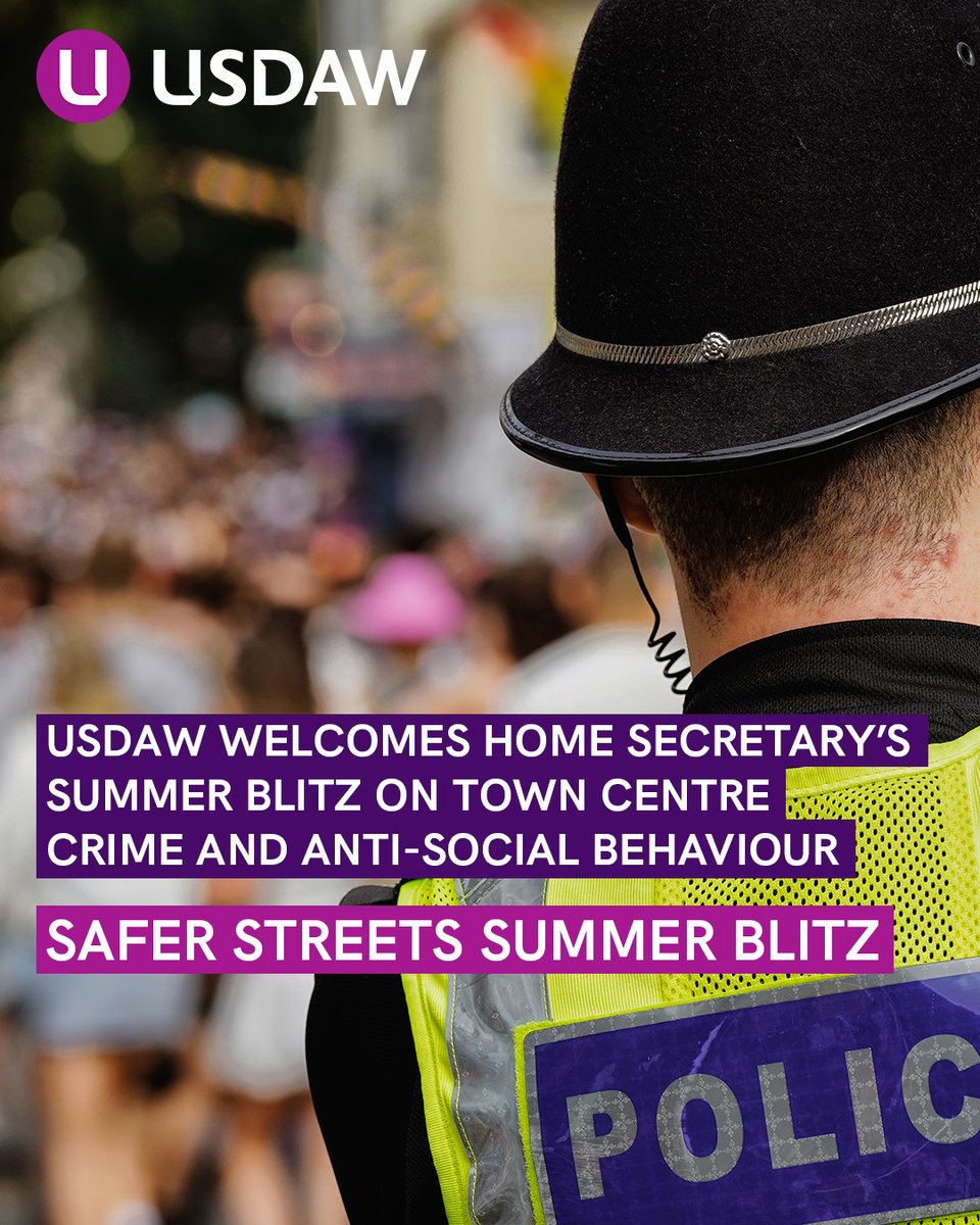 UsdawUnion (@usdawunion) on Twitter photo The Home Secretary is launching a blitz on town centre crime as part of the Government’s Plan for Change ✅
Over 500 towns have signed up to the Safer Streets summer blitz that will see shops benefit from increased police patrols and local action to tackle crime and anti-social The Home Secretary is launching a blitz on town centre crime as part of the Government’s Plan for Change ✅
Over 500 towns have signed up to the Safer Streets summer blitz that will see shops benefit from increased police patrols and local action to tackle crime and anti-social
