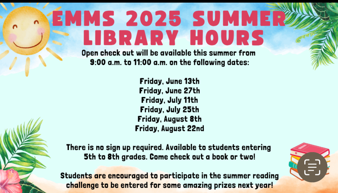 The MS library will be open for MS students to check out books. See the graphic for dates / times. #mounderpride