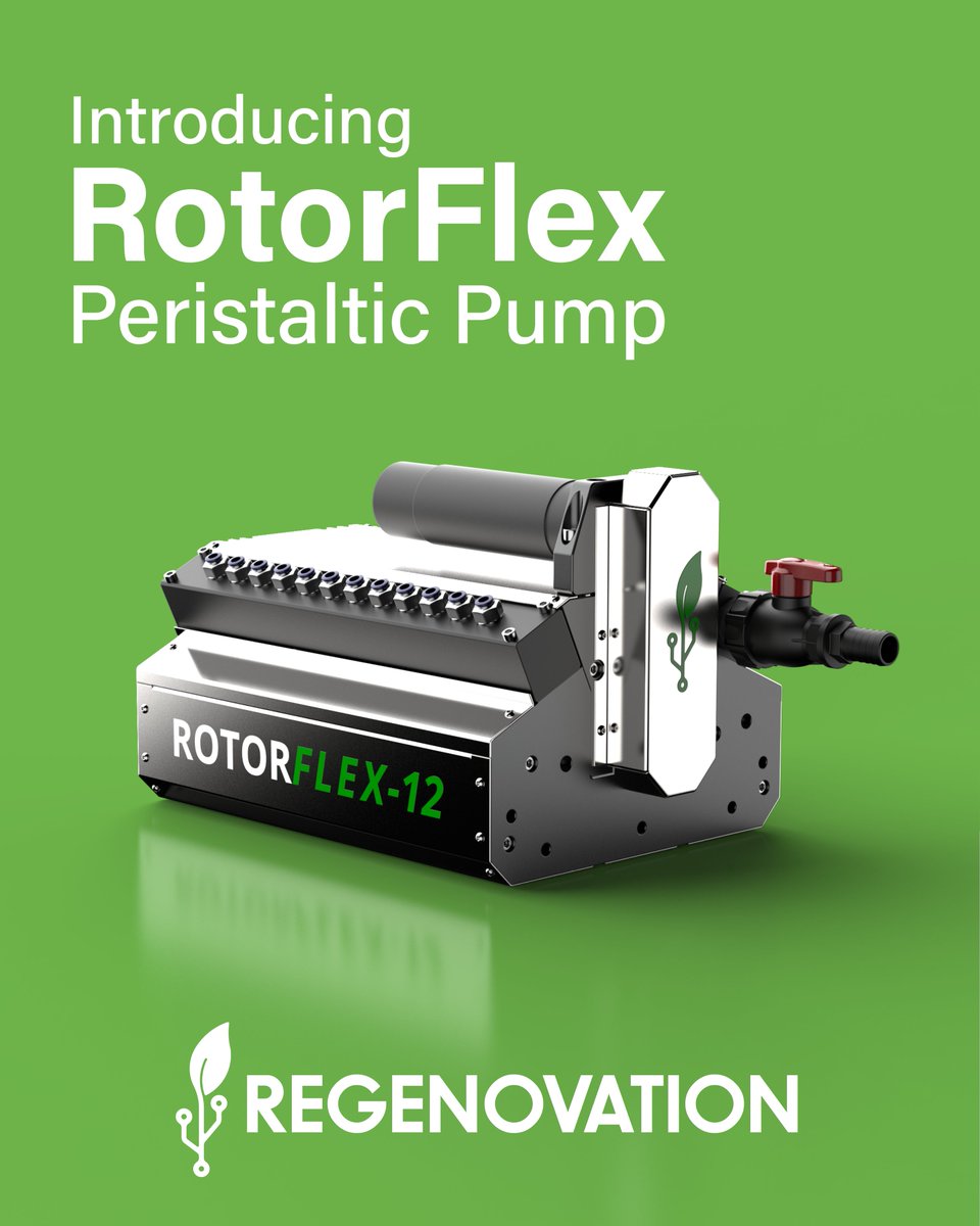 REGENOVATION_'s tweet image. Regenovation are proud to offer the RotorFlex peristaltic pump (patent pending).

RotorFlex is a modular peristaltic pump which requires no seals or filters. The pump features a versatile design that is extremely accurate and can reliably meter an extremely wide range of liquids.