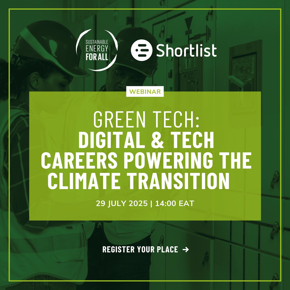 SEforALLorg's tweet image. 🚨 Calling all young African jobseekers!
Join us &amp;amp; @shortlistafrica for a powerful webinar on digital &amp;amp; tech careers in the green economy 🌿💻

From clean tech startups to data roles—plug into climate opportunities!

🔗 seforall.org/events/green-t… #GreenJobs #ClimateCareers