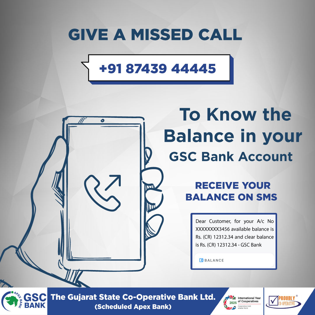 GSCBank's tweet photo. To Know the Balance in Your GSC Bank Account Just Give a Missed Call To +91 8743944445.
#GSCB #BalanceInquiry #GiveMissedCall #MissedCall https://t.co/rn2W0eRwZ7