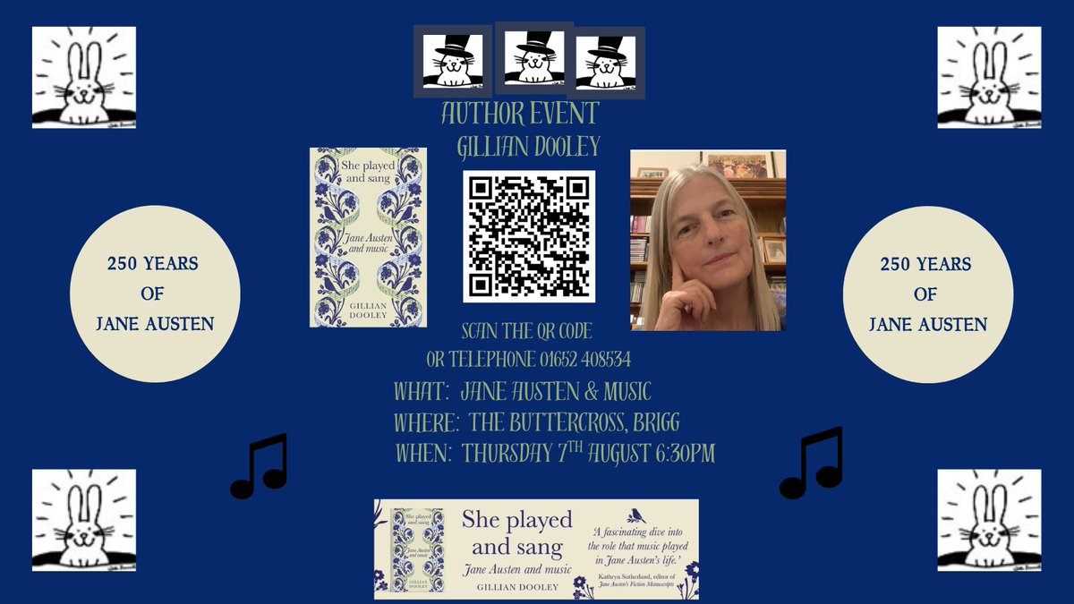 The Rabbit Hole Brigg (@therabbits21) on Twitter photo We are looking forward to welcoming author <a href="/GillianMaryAdel/">Gillian Dooley</a> to <a href="/Therabbits21/">The Rabbit Hole Brigg</a> to talk about her book 'She played and sang: Jane Austen and music'
Tickets are available for this event through the link below
therabbitholebrigg.com/event-details/… We are looking forward to welcoming author <a href="/GillianMaryAdel/">Gillian Dooley</a> to <a href="/Therabbits21/">The Rabbit Hole Brigg</a> to talk about her book 'She played and sang: Jane Austen and music'
Tickets are available for this event through the link below
therabbitholebrigg.com/event-details/…