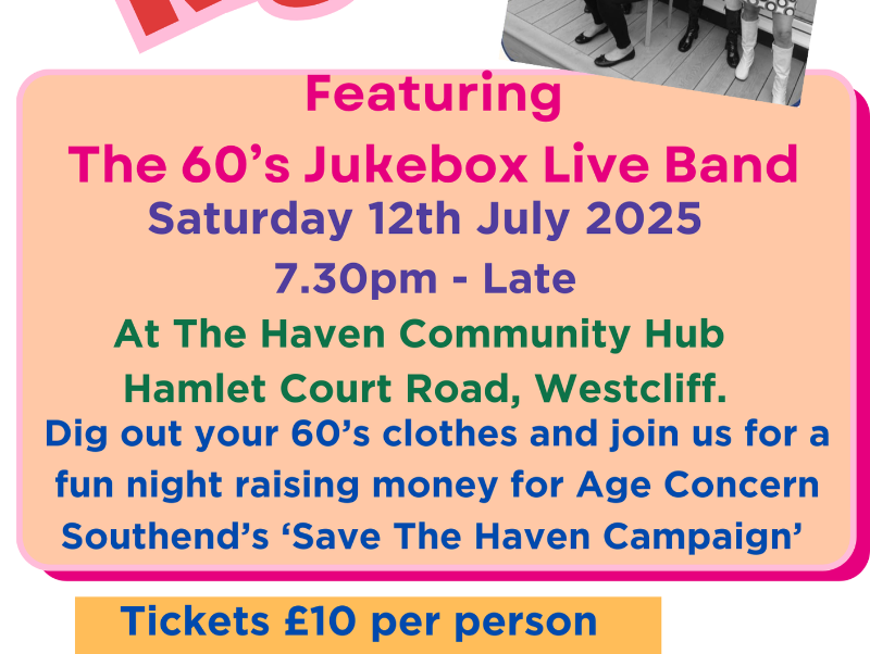 Dig your 60's clothes out and join us for a 60's Night at The Haven Community Hub with music by The 60's Jukebox Live Band.

savs-southend.org/event/60s-nigh…

#CommunityEvent