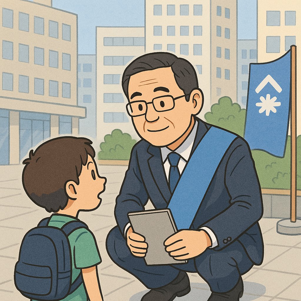 札幌駅。小5男子がわざわざ来てくれました！「札幌市に何をやってほしいですか？」と聞いたら「税金を1億8,000万以上使わず札幌ドームを黒字にして欲しい」と即答。やるよ！