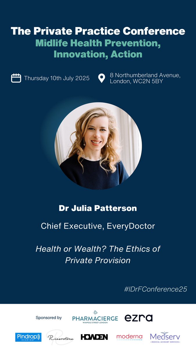 idrf_uk's tweet image. Thank you @JujuliaGrace founder of @EveryDoctorUK for igniting discussion at #IDrFConference25 with “Health or Wealth? The Ethics of Private Provision” this morning.
A crucial conversation for the future of healthcare 🩺