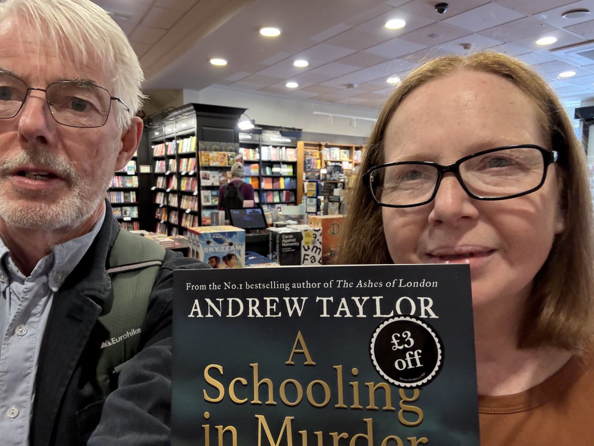 AndrewJRTaylor's tweet image. An appalling photo of me signing stock at @Waterstones_HFD with top bookseller Tracy