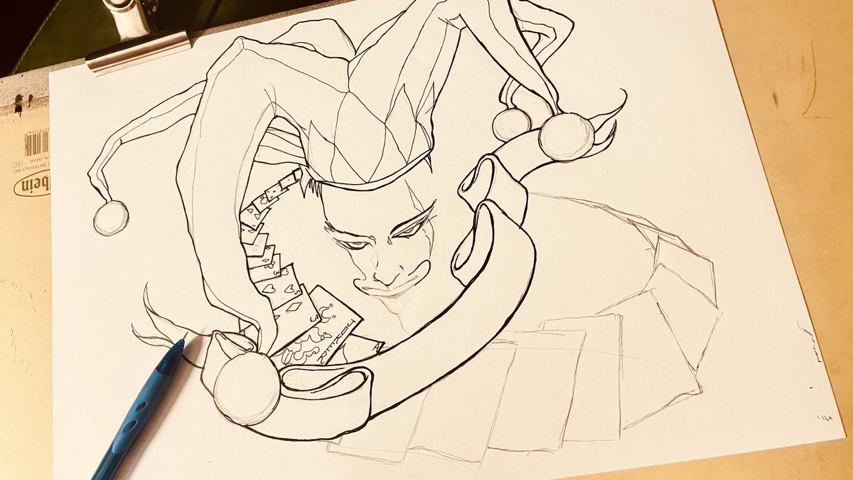 11yamachan's tweet image. 新しいタトゥーステッカーを描き始め✍️ました🤓
トランプ♠️♥️♣️♦️の #ジョーカー です
#joker 🃏
Design Office 
　　studio red room
#tattoosticker 
 #絵描きフォロバ100   #絵描き #絵描きさんと繋がりたい #絵師 #イラスト #イラスト好きな人と繋がりたい #tattoo