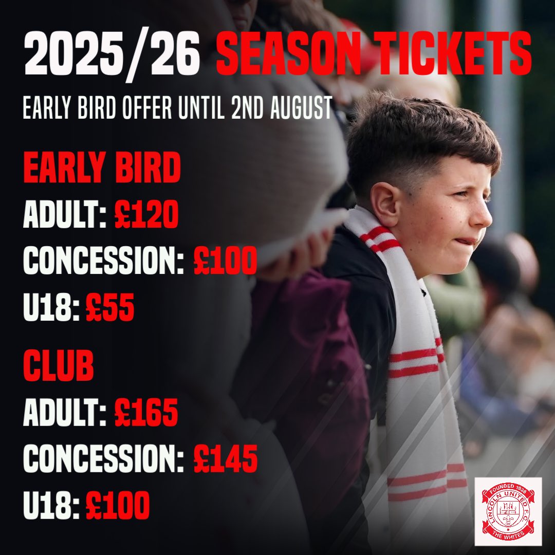 Part of the story. Part of the glory. Part of United. 

Season Tickets for the 2025/26 season are now available to purchase, and as a thank you to loyal supporters - are available at an Early Bird discount until 2nd August 🎫 

Season tickets cover all Men’s &amp; Women’s First Team